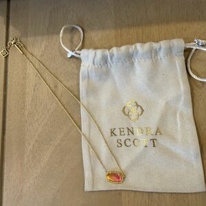 Kendra Scott Gold Necklace with Pink with Yellow Oval Pendant